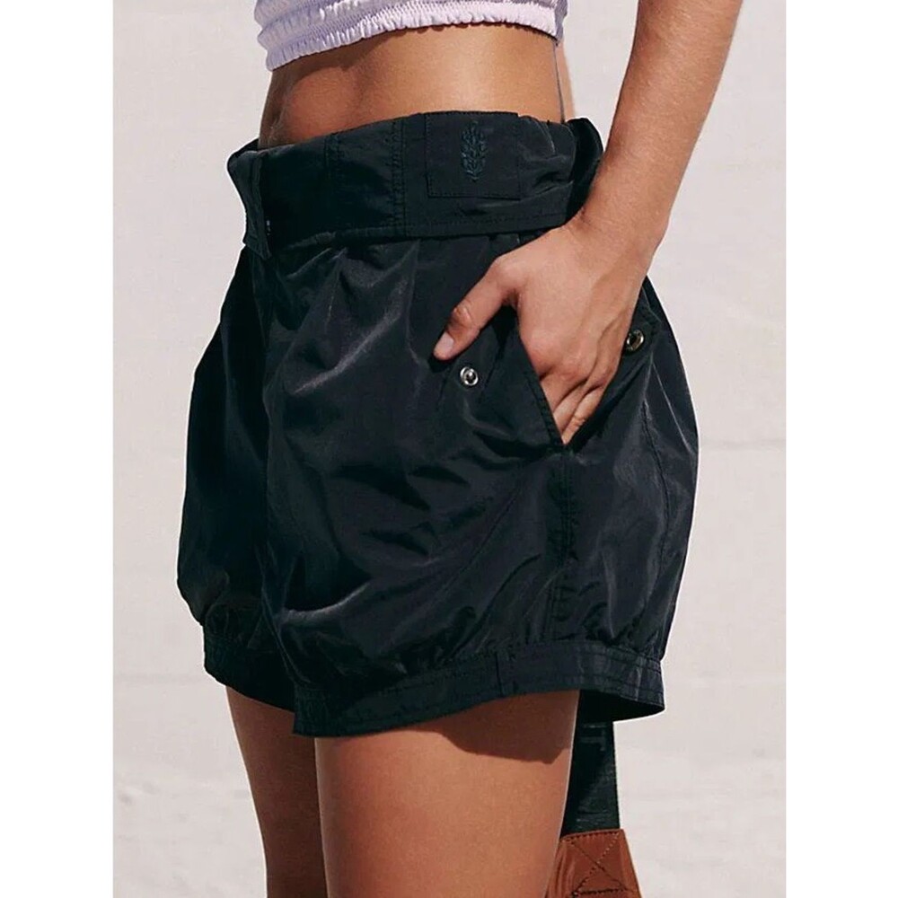 Free People Black Convertible Balloon Baggy Utility Shorts Women’s Size Small